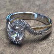 14K Two Tone Bypass Diamond Accent Engagement Ring